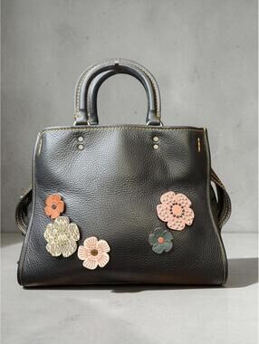 Coach Rogue 31 with Tea Rose Flowers, Glove-Tanned Leather Satchel Rare